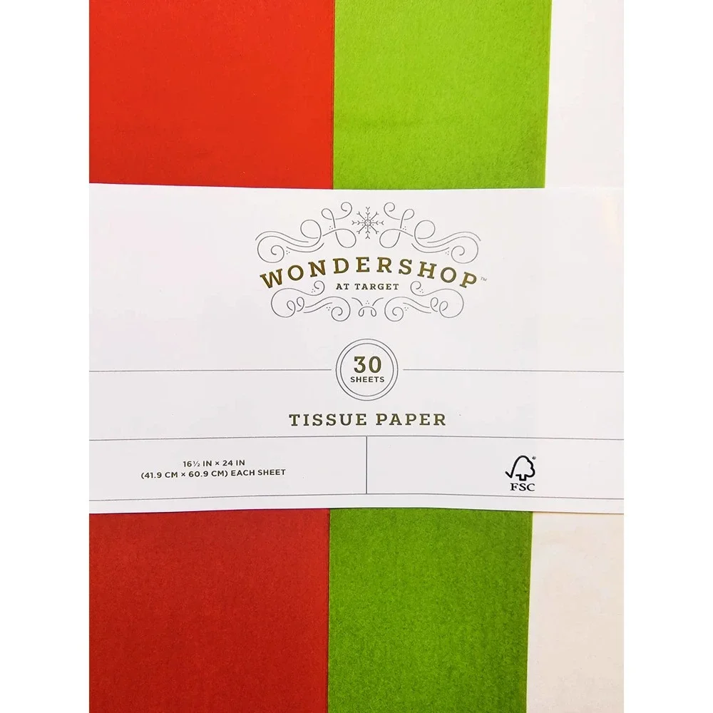 5 Wondershop at Target Tissue Paper Red White Green 30 Sheets Each (150ct) 24x16